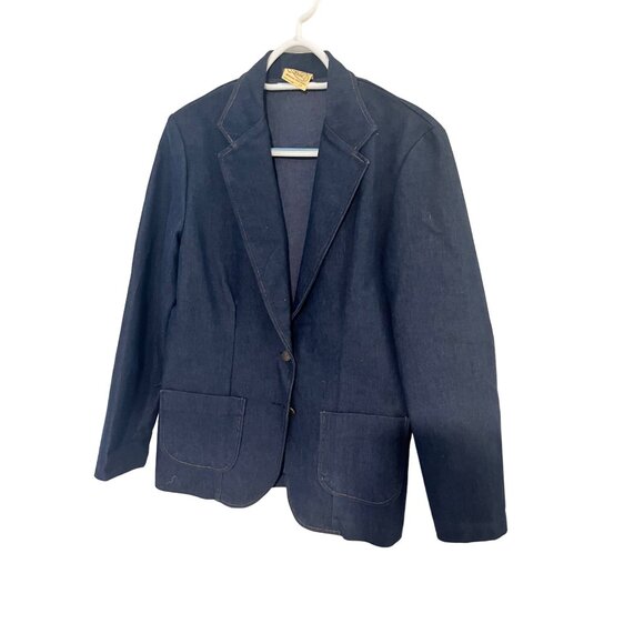 Vintage Shirley Of Atlanta Womens Denim Blazer Jacket Size 14 - Picture 3 of 7